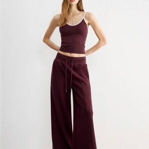 Commense Maroon Wide-Leg Pants